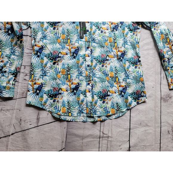 Paisley & Gray Long Sleeve Shirt Mens XL 18 Floral Slim Fit Hawaiian Tropical - Picture 8 of 11